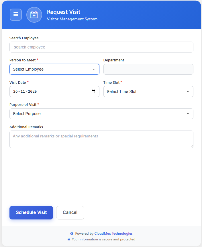 VMS Visitor Information Form